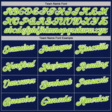 Custom Navy White Pinstripe-Neon Green Performance Polo Shirt