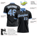 Custom Black Light Blue Pinstripe-White Performance Polo Shirt