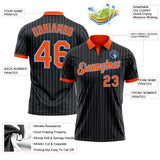 Custom Black Light Blue Pinstripe-Orange Performance Polo Shirt