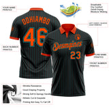 Custom Black Teal Pinstripe Orange-Teal Performance Polo Shirt