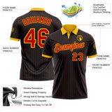 Custom Black Red Pinstripe-Yellow Performance Polo Shirt