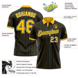 Custom Black Yellow Pinstripe-White Performance Polo Shirt