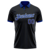 Custom Black Royal Pinstripe-White Performance Polo Shirt
