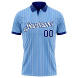 Custom Light Blue White Pinstripe-Royal Performance Polo Shirt