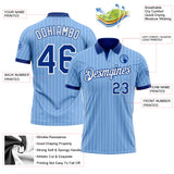 Custom Light Blue White Pinstripe-Royal Performance Polo Shirt
