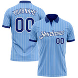 Custom Light Blue White Pinstripe-Royal Performance Polo Shirt