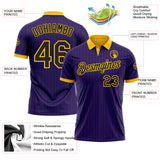 Custom Purple Black Pinstripe-Yellow Performance Polo Shirt
