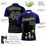 Custom Black Purple-White Billiard Balls Performance Polo Shirt