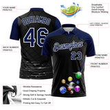 Custom Black Navy-White Billiard Balls Performance Polo Shirt