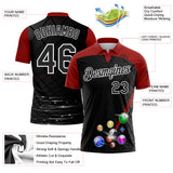 Custom Black Red-White Billiard Balls Performance Polo Shirt