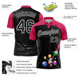 Custom Black Pink-White Billiard Balls Performance Polo Shirt