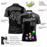 Custom Black Steel Gray-White Billiard Balls Performance Polo Shirt