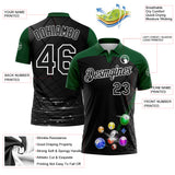 Custom Black Green-White Billiard Balls Performance Polo Shirt