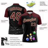 Custom Black Crimson-Cream Billiard Balls Performance Polo Shirt