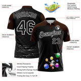 Custom Black Brown-White Billiard Balls Performance Polo Shirt