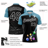 Custom Black Shadow Blue-White Billiard Balls Performance Polo Shirt