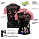 Custom Black-Medium Pink Billiard Balls Performance Polo Shirt