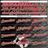 Custom Black Crimson-Cream Bowling Geometric Grid Performance Polo Shirt