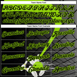 Custom Black-Neon Green Bowling Geometric Grid Performance Polo Shirt