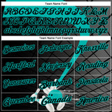 Custom Black-Aqua Bowling Geometric Grid Performance Polo Shirt