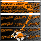 Custom Black-Bay Orange Bowling Geometric Grid Performance Polo Shirt