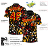Custom Graffiti Pattern Red Black Gold-White Vibrant Multi-Color Abstract Splatter Performance Polo Shirt