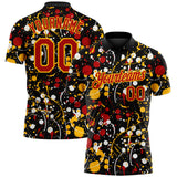 Custom Graffiti Pattern Red Black Gold-White Vibrant Multi-Color Abstract Splatter Performance Polo Shirt