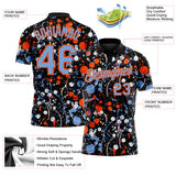Custom Graffiti Pattern Powder Blue Black Orange-White Vibrant Multi-Color Abstract Splatter Performance Polo Shirt