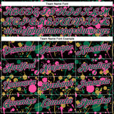 Custom Graffiti Pattern Kelly Green Black Pink-Old Gold Vibrant Multi-Color Abstract Splatter Performance Polo Shirt