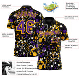 Custom Graffiti Pattern Purple Black Gold-White Vibrant Multi-Color Abstract Splatter Performance Polo Shirt