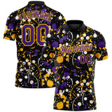 Custom Graffiti Pattern Purple Black Gold-White Vibrant Multi-Color Abstract Splatter Performance Polo Shirt