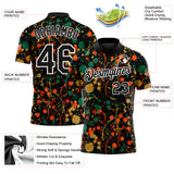 Custom Graffiti Pattern Black Kelly Green Old Gold Orange-White Vibrant Multi-Color Abstract Splatter Performance Polo Shirt