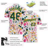 Custom Graffiti Pattern Midnight Green White Pink-Gold Vibrant Multi-Color Abstract Splatter Performance Polo Shirt