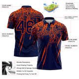 Custom Navy-Orange Distressed Scratch Brush Stroke Performance Polo Shirt