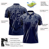 Custom Navy-Gray Distressed Scratch Brush Stroke Performance Polo Shirt