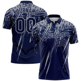 Custom Navy-Gray Distressed Scratch Brush Stroke Performance Polo Shirt