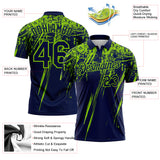 Custom Navy-Neon Green Distressed Scratch Brush Stroke Performance Polo Shirt