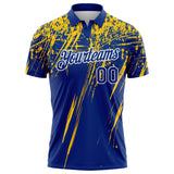Custom Royal Yellow-White Distressed Scratch Brush Stroke Performance Polo Shirt