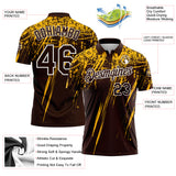 Custom Brown Gold-White Distressed Scratch Brush Stroke Performance Polo Shirt