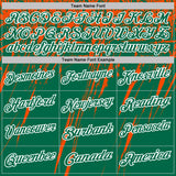 Custom Kelly Green Orange-White Distressed Scratch Brush Stroke Performance Polo Shirt