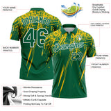 Custom Kelly Green Yellow-White Distressed Scratch Brush Stroke Performance Polo Shirt