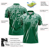 Custom Kelly Green-White Distressed Scratch Brush Stroke Performance Polo Shirt