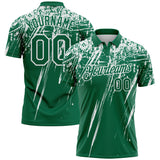 Custom Kelly Green-White Distressed Scratch Brush Stroke Performance Polo Shirt