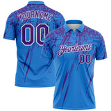 Custom Powder Blue Purple-White Distressed Scratch Brush Stroke Performance Polo Shirt