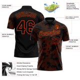 Custom Black-Orange 3D Pattern Abstract Fluid Line Performance Polo Shirt