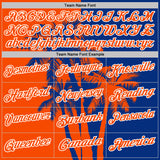 Custom Royal Orange-White Hawaii Tropical Coastal Palm Trees Performance Polo Shirt