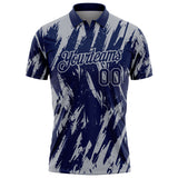 Custom Navy-Gray Torn Sharp Brush Stroke Splatter Performance Polo Shirt