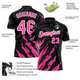 Custom Black Pink-White Brush Stroke Splatter Liquid Swirl Performance Polo Shirt