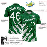 Custom Kelly Green-White Brush Stroke Splatter Liquid Swirl Performance Polo Shirt