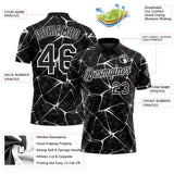 Custom Black-White 3D Pattern Abstract Network Crackle Performance Polo Shirt